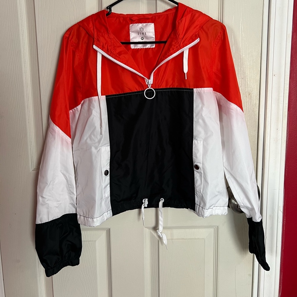 Zine Clothing Red, Black, and White Bomber Jacket